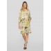 Rabe - 56-122161 Luchtig zomer kleed print beige limoen.